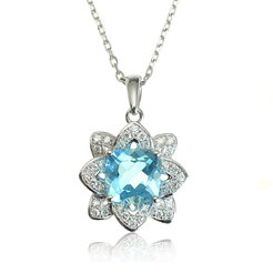 Zlatý náhrdelník s topásom a diamantmi Sky flower LNL433.AV